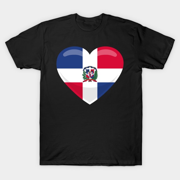 Dominican Republic Flag Heart T-Shirt by SunburstGeo